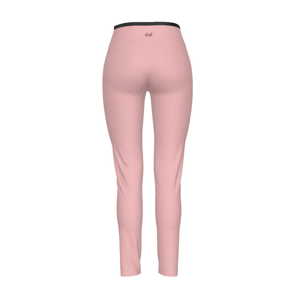 Officially Sexy English Solid Color Collection Women's High Waist Leggings With Side Stitch Closure Light Pink f4bbbc