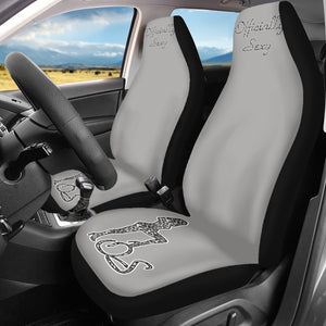 Officially Sexy Snow Leopard Print Collection Grey Microfiber Car Seat Covers - 3Pcs