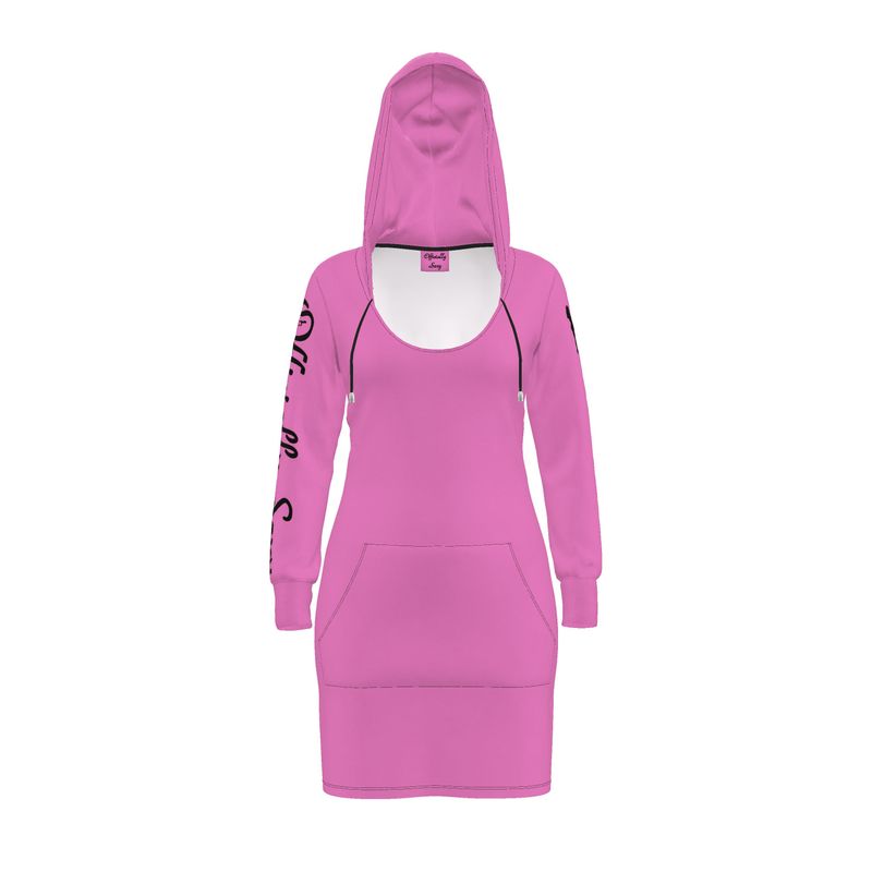 Officially Sexy Solid Color Pink & Black Hoodie Dress