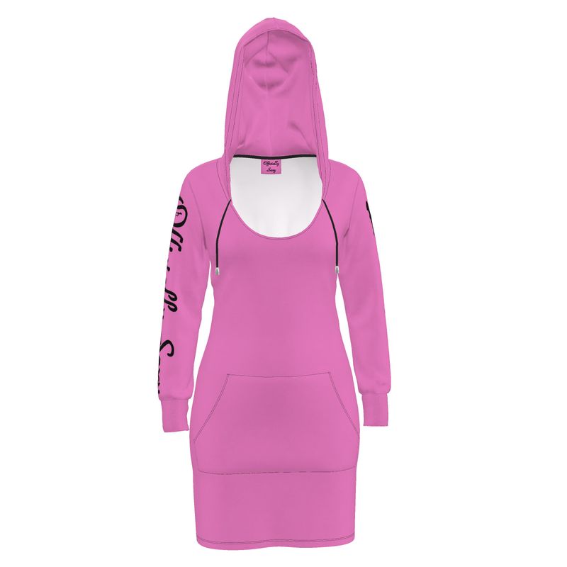 Officially Sexy Solid Color Pink & Black Hoodie Dress