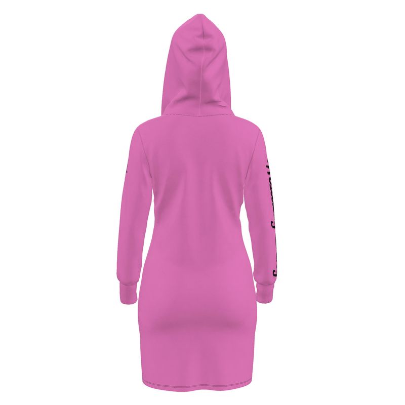 Officially Sexy Solid Color Pink & Black Hoodie Dress