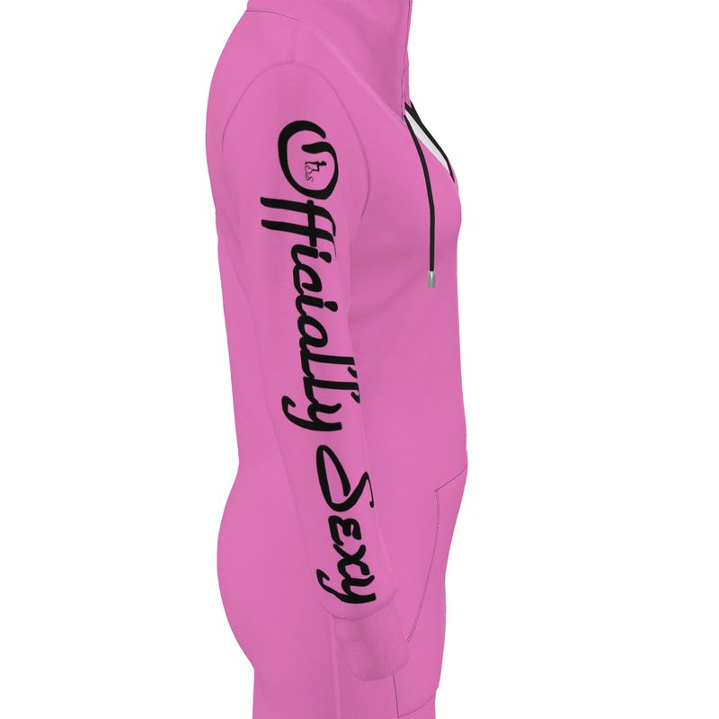 Officially Sexy Solid Color Pink & Black Hoodie Dress