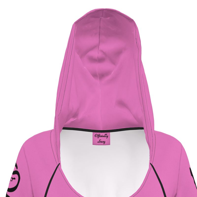 Officially Sexy Solid Color Pink & Black Hoodie Dress