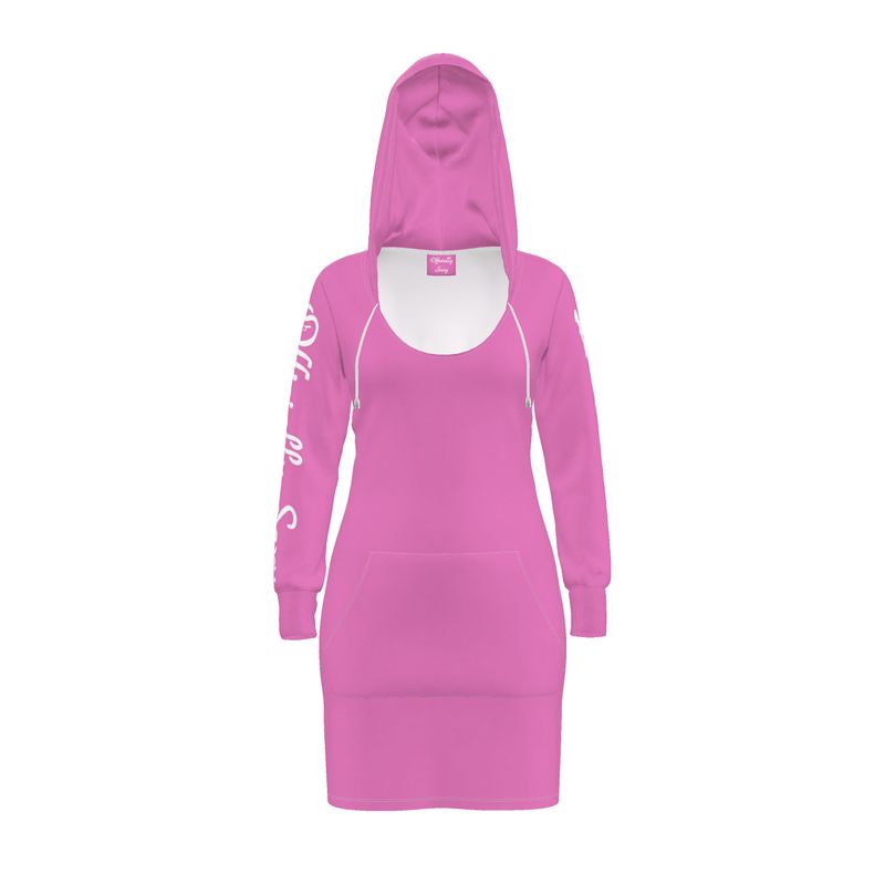 Officially Sexy Solid Color Pink & White Hoodie Dress