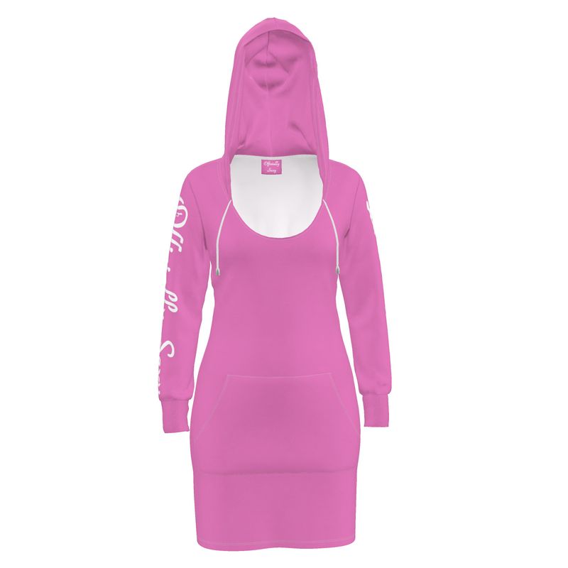 Officially Sexy Solid Color Pink & White Hoodie Dress