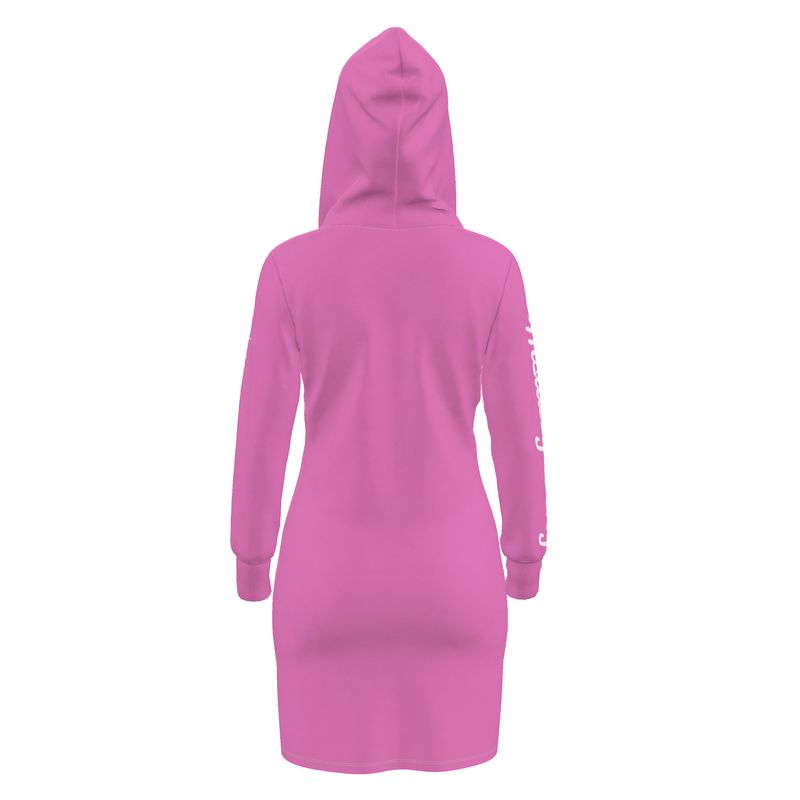 Officially Sexy Solid Color Pink & White Hoodie Dress