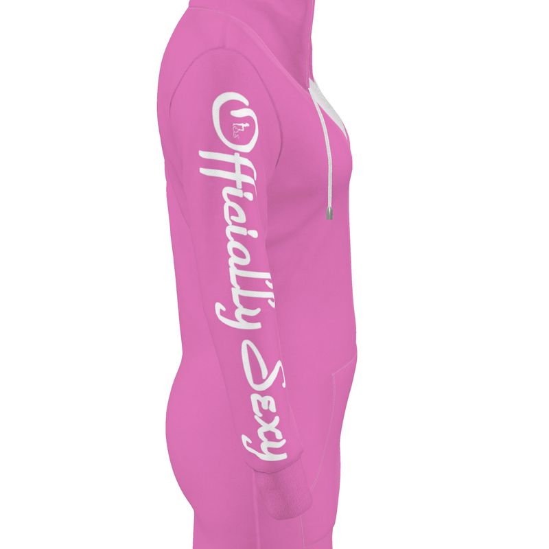 Officially Sexy Solid Color Pink & White Hoodie Dress