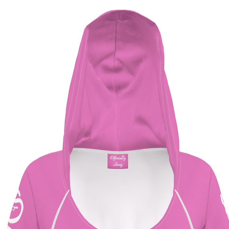 Officially Sexy Solid Color Pink & White Hoodie Dress