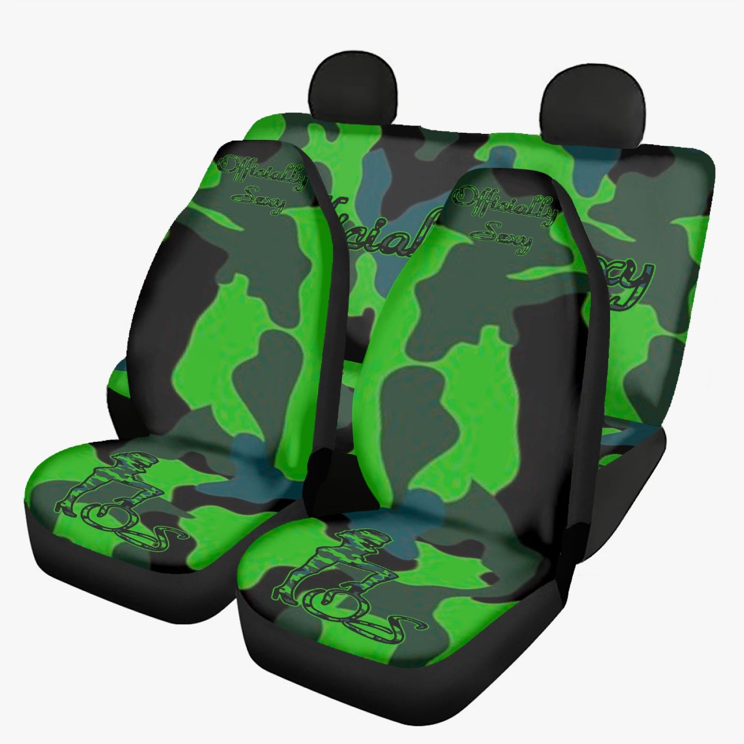 Officially Sexy Green Army Camouflage Collection Microfiber Car Seat Covers - 3Pcs