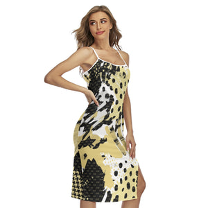Officially Sexy Animal Abstract Collection Women's Back Cross Cami Dress
