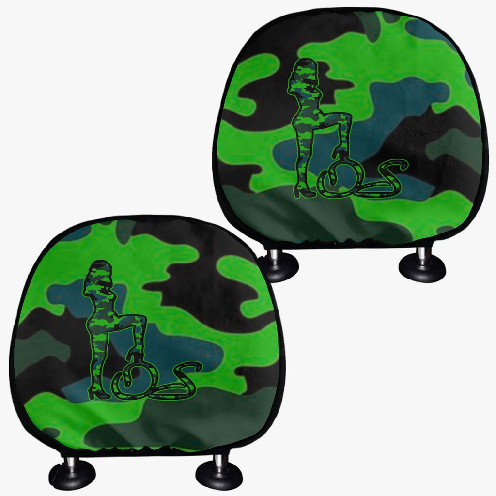 Officially Sexy Green Army Camouflage Collection  2-pcs Car Headrest Covers