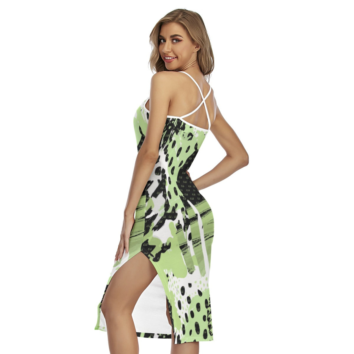 Officially Sexy Animal Abstract Collection Women's Back Cross Cami Dress