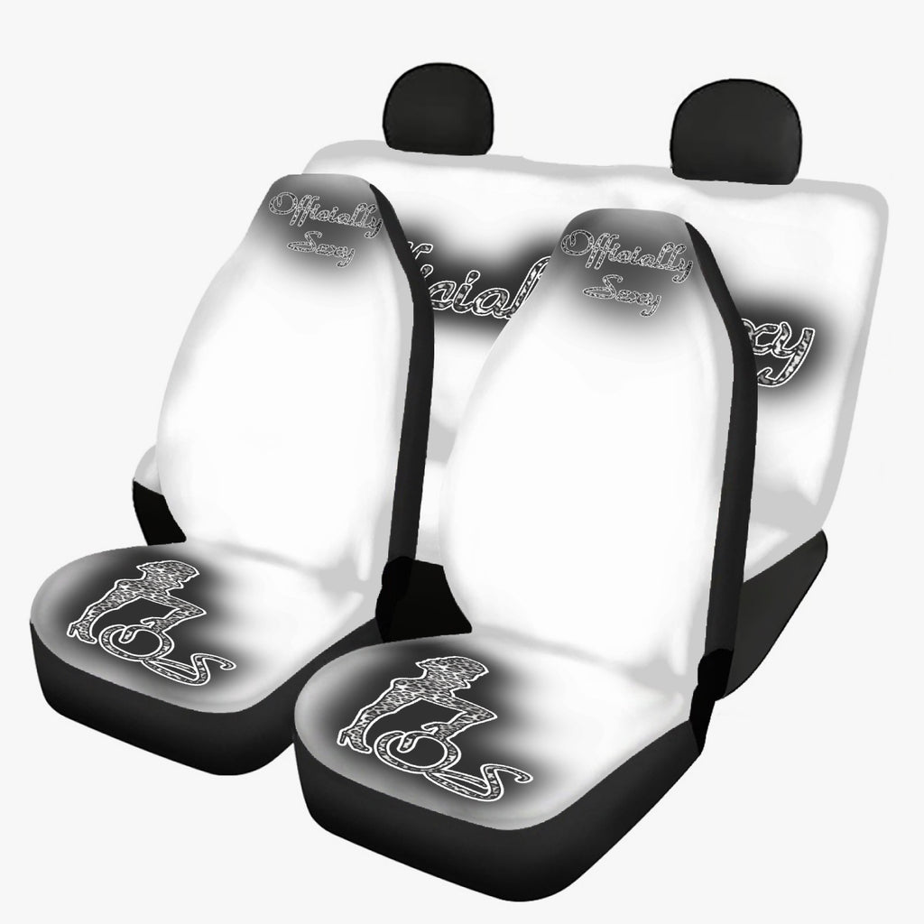 Officially Sexy Snow Leopard Print Collection White Microfiber Car - 3Pcs Seat Covers With Black Shadow