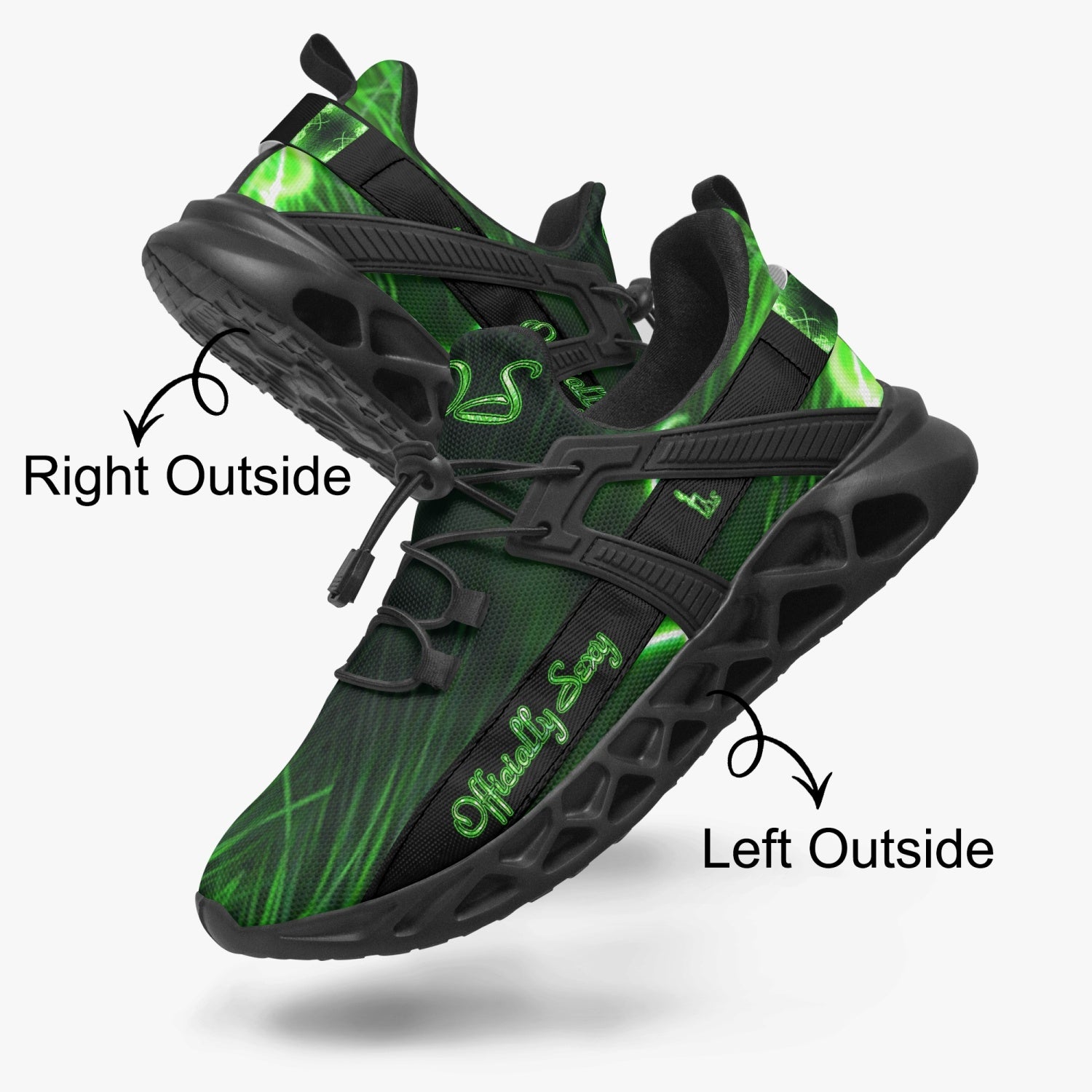 Officially Sexy Neon Green Laser Hearts Collection Mesh Running Shoes