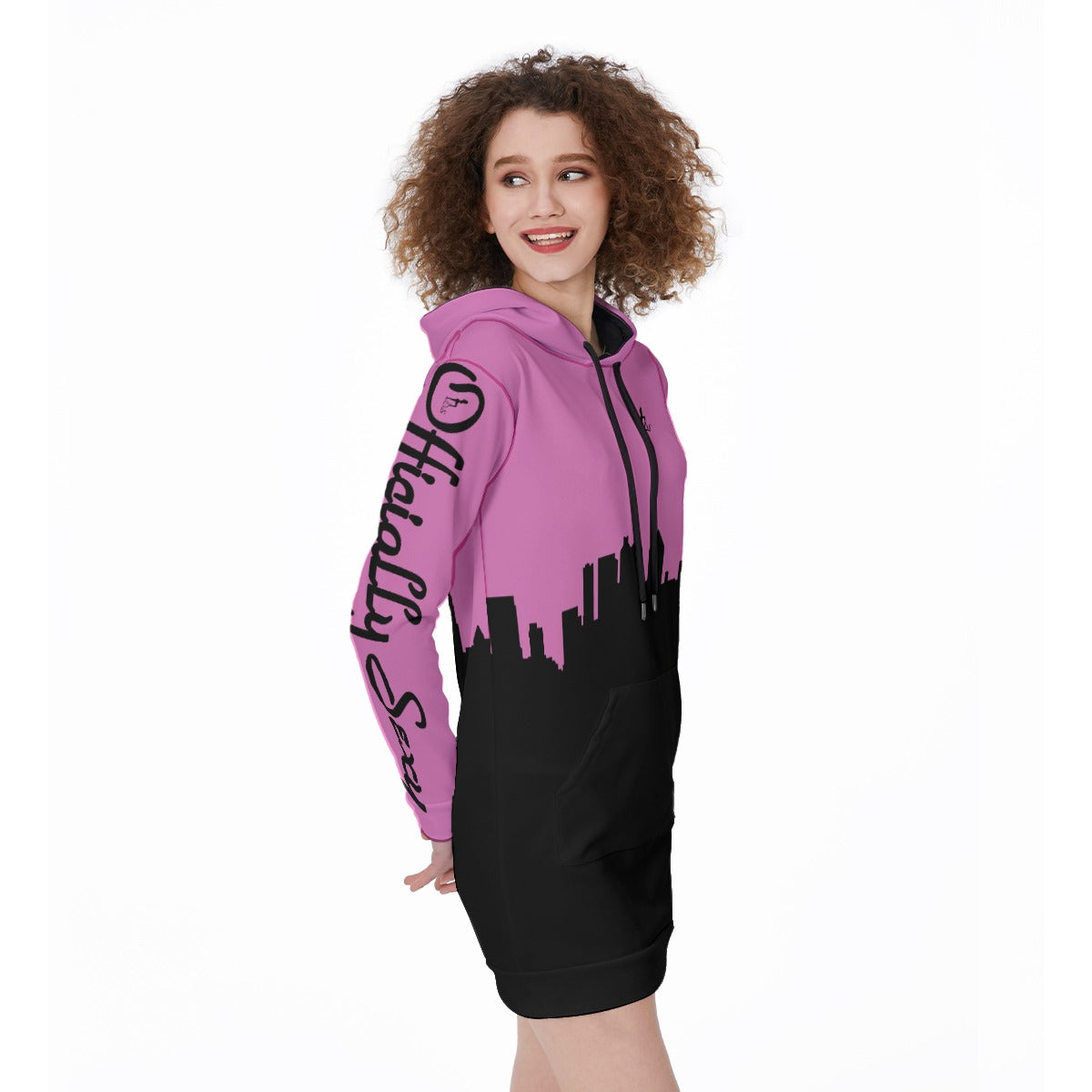 Officially Sexy English Atlanta Skyline Collection Women's Long Hoodie Bright Colors