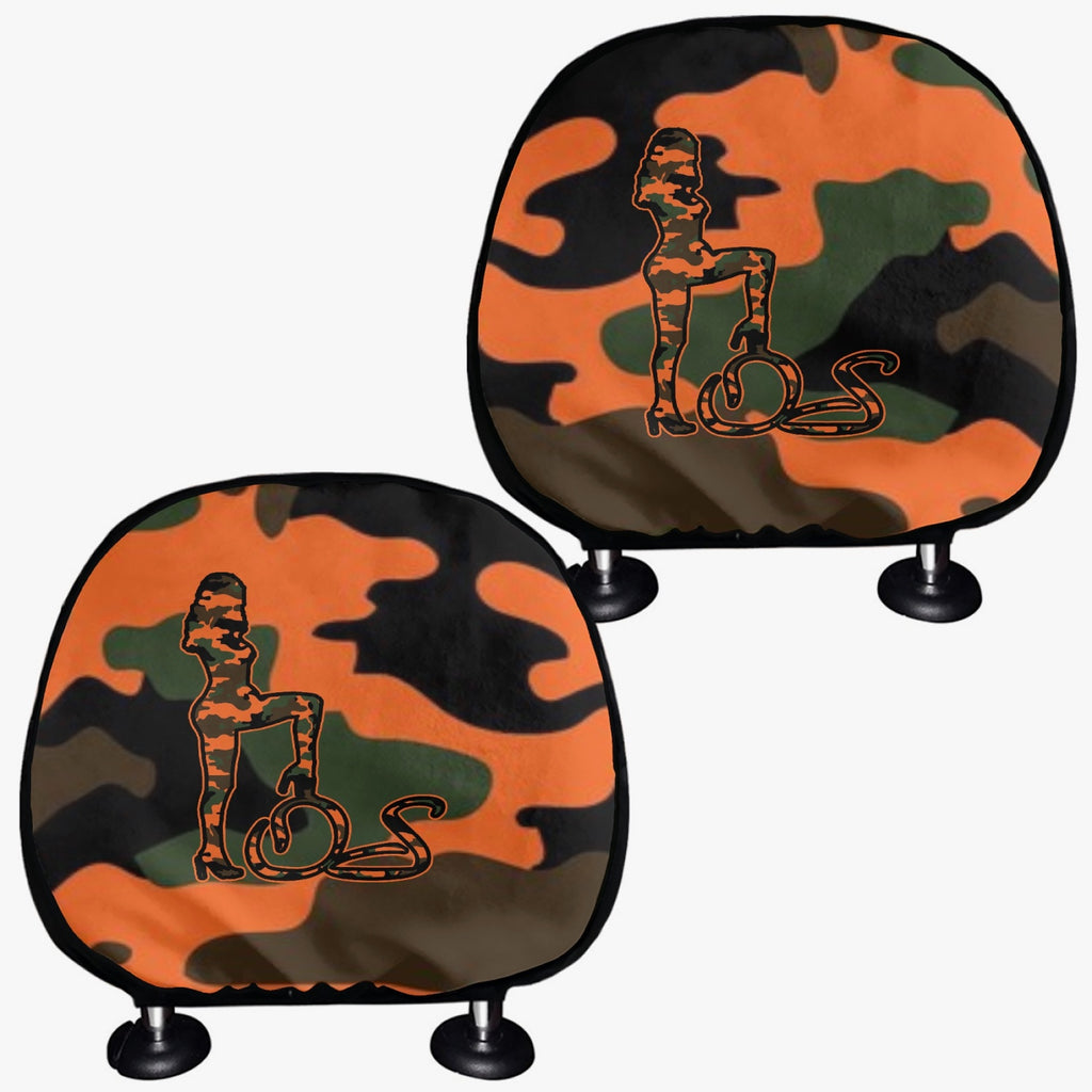 Officially Sexy Orange Army Camouflage Collection Car Headrest Covers