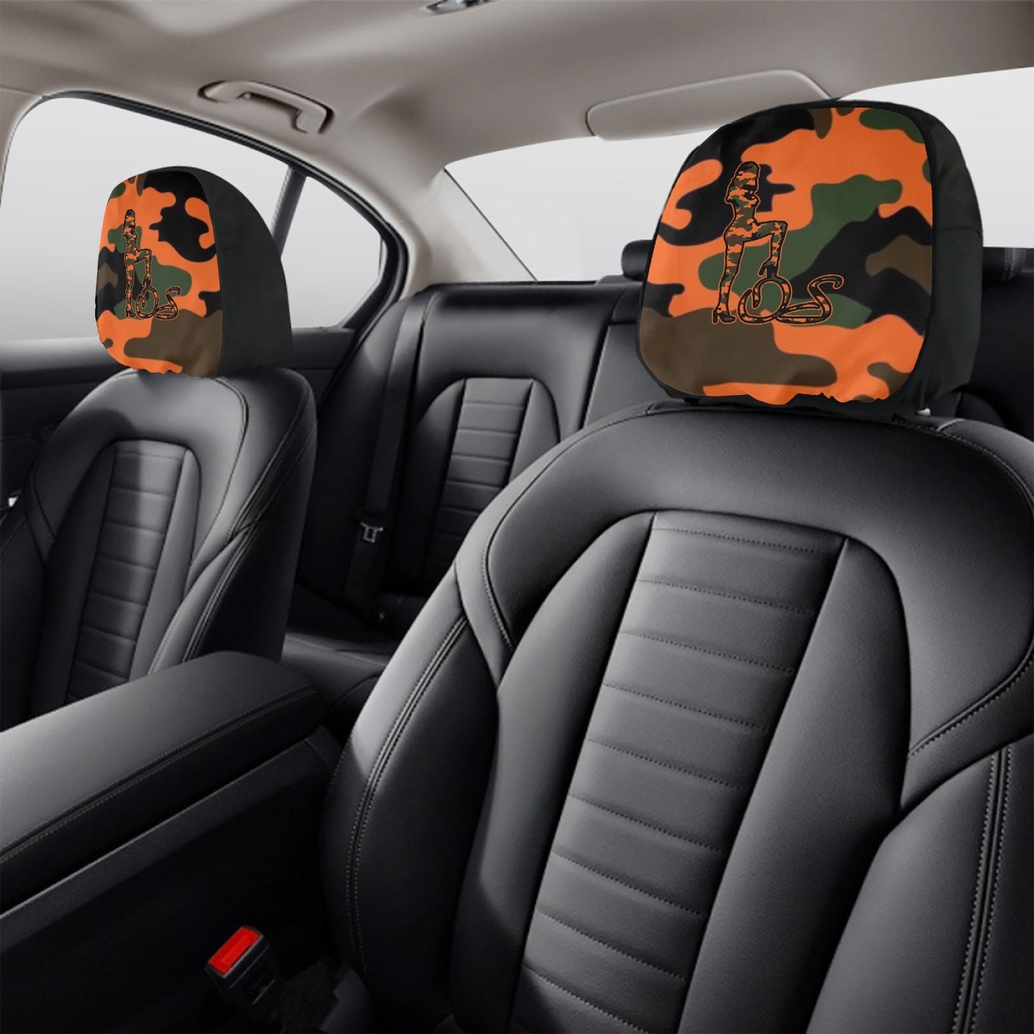 Officially Sexy Orange Army Camouflage Collection Car Headrest Covers