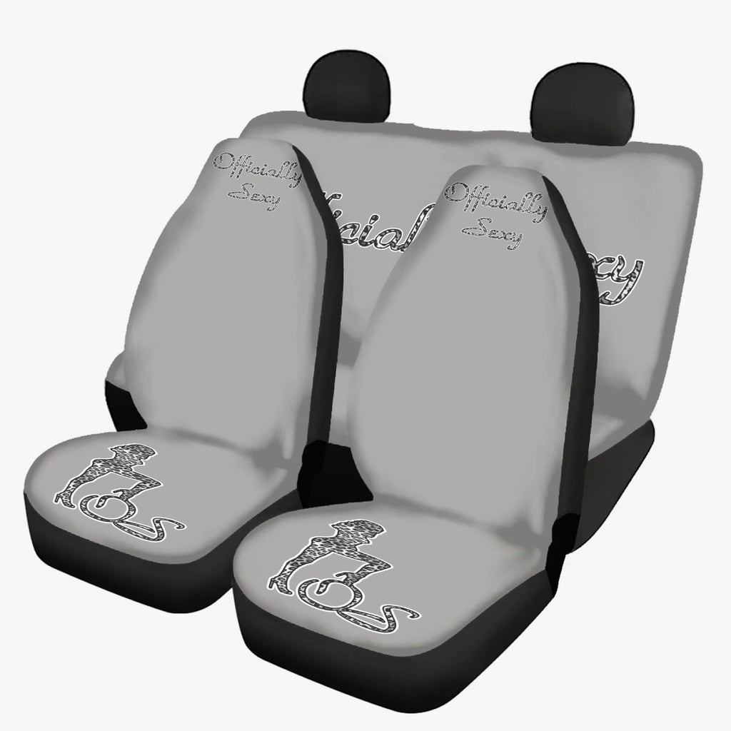 Officially Sexy Snow Leopard Print Collection Grey Microfiber Car Seat Covers - 3Pcs