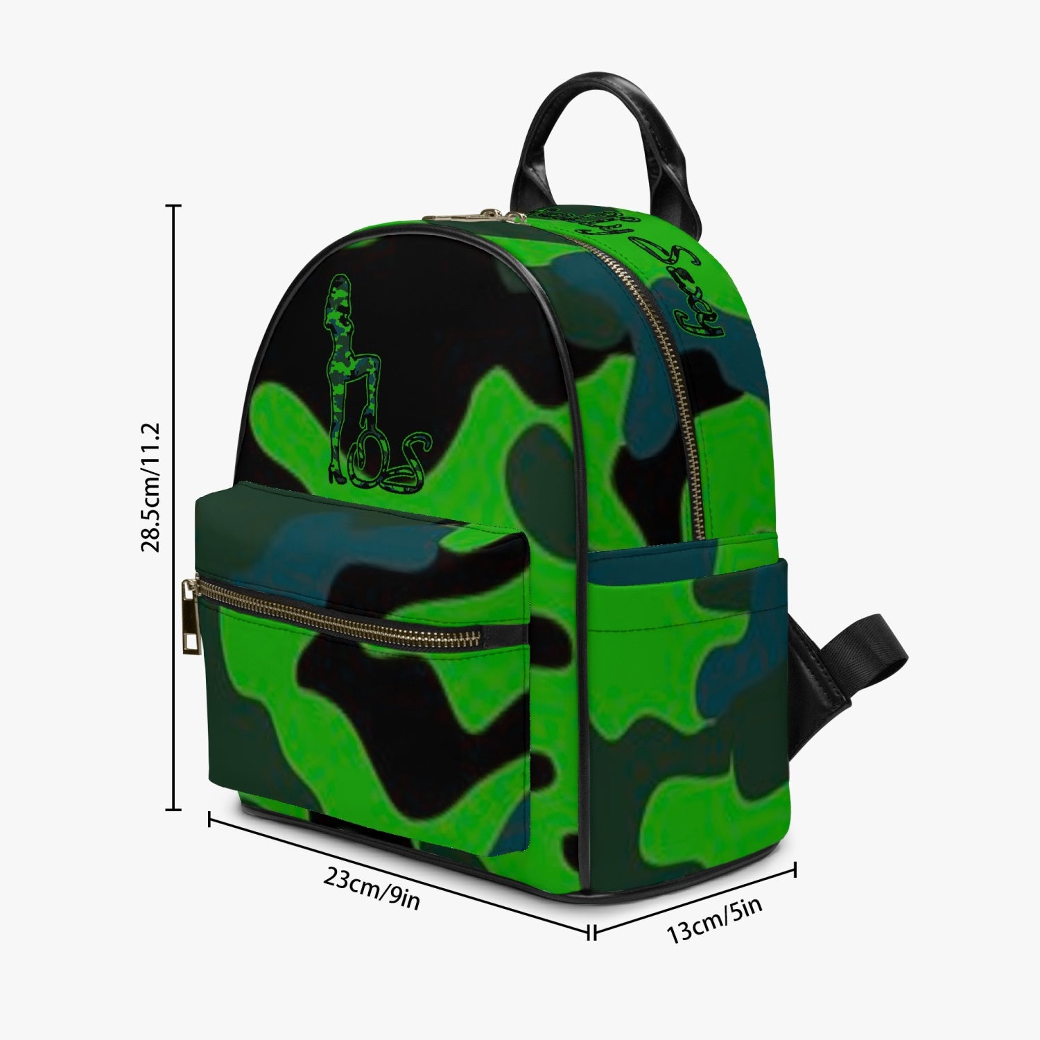 Officially Sexy Green Army Camouflage Collection PU Backpack