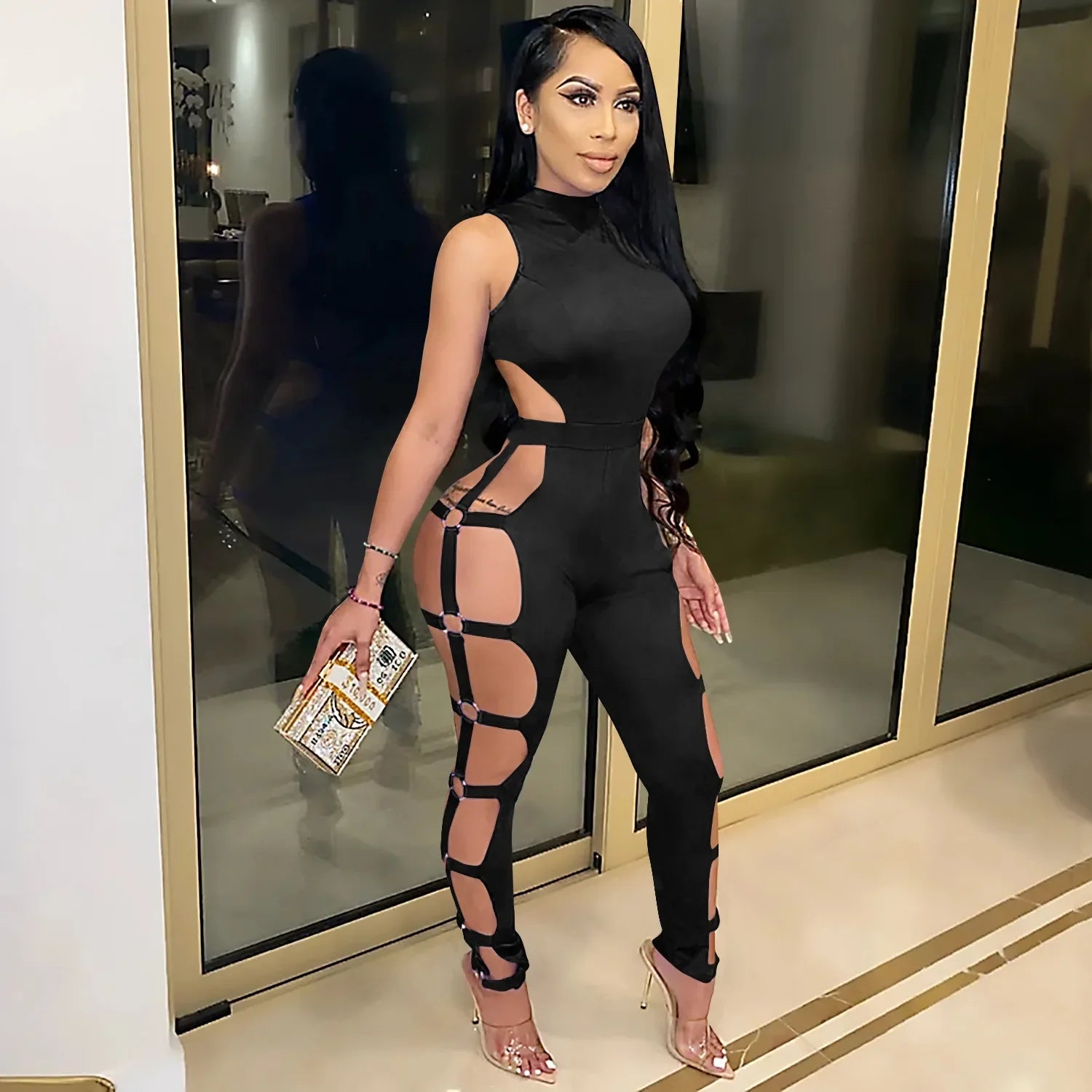 Turn up the heat and own the night in our Women’s Sexy Openwork Tight Plus Size Backless Jumpsuit—the ultimate statement piece for bold and confident fashionistas! Designed with high-stretch broadcloth fabric, this jumpsuit hugs your curves while offering a comfortable, flexible fit. The hollow-out openwork detailing adds a sultry edge, while the low-waist and backless design elevate your look for a show-stopping effect. Perfect for a night out, clubbing, or any event where you want to steal the spotlight!