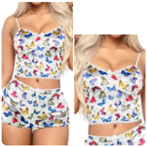 Women's Sexy 2 Piece Velvet Spaghetti Strap Top And Shorts Pajama Sleepwear Set