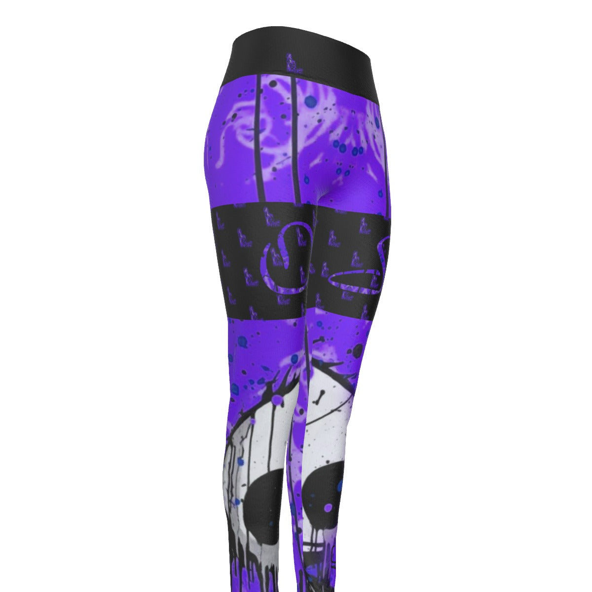 Officially Sexy Creepy Boy Officially Sexy Dark Purple Women's High Waist Thigh High Booty Popper Leggings #2 With OS On Front And Back Thighs (English) 2