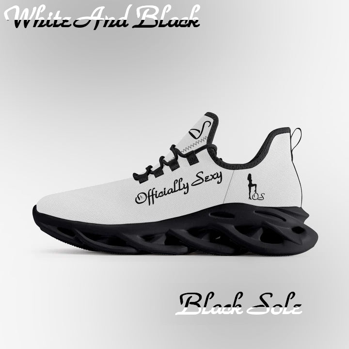 English Officially Sexy Solid Color Collection Bounce Mesh Knit Sneakers - White And Black