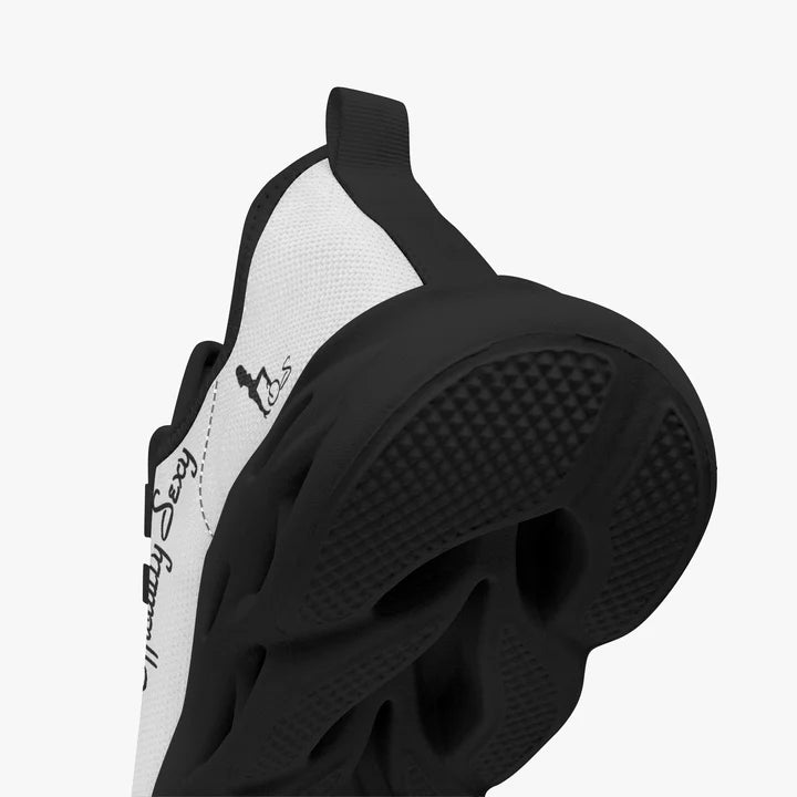 English Officially Sexy Solid Color Collection Bounce Mesh Knit Sneakers - White And Black