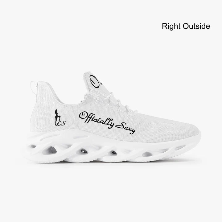 English Officially Sexy Solid Color Collection Bounce Mesh Knit Sneakers - White And Black