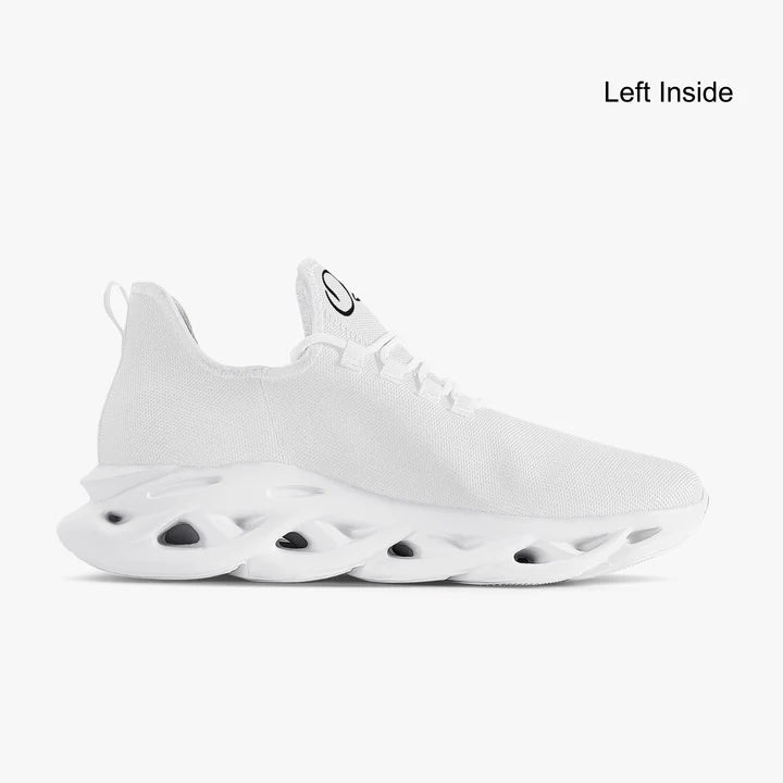 English Officially Sexy Solid Color Collection Bounce Mesh Knit Sneakers - White And Black