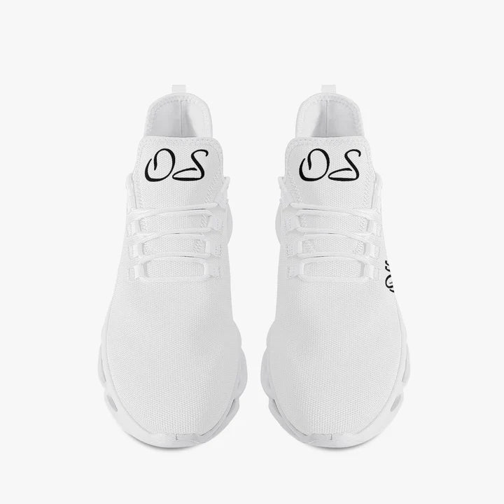 English Officially Sexy Solid Color Collection Bounce Mesh Knit Sneakers - White And Black