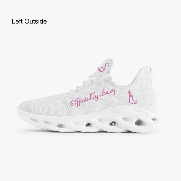 English Officially Sexy Solid Color Collection Pink And Black Bounce Mesh Knit Sneakers - Pink e778bc