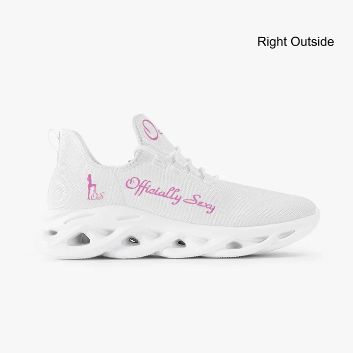 English Officially Sexy Solid Color Collection Pink And Black Bounce Mesh Knit Sneakers - Pink e778bc