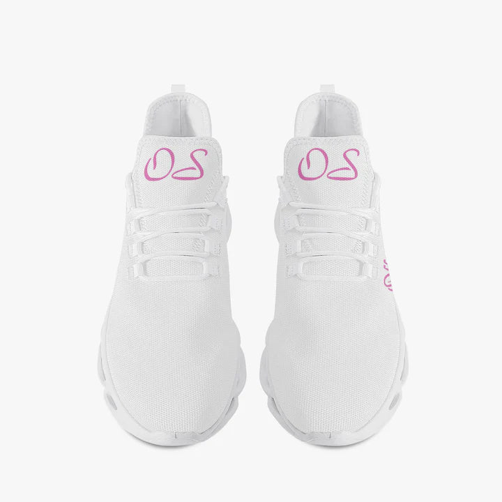 English Officially Sexy Solid Color Collection Pink And Black Bounce Mesh Knit Sneakers - Pink e778bc