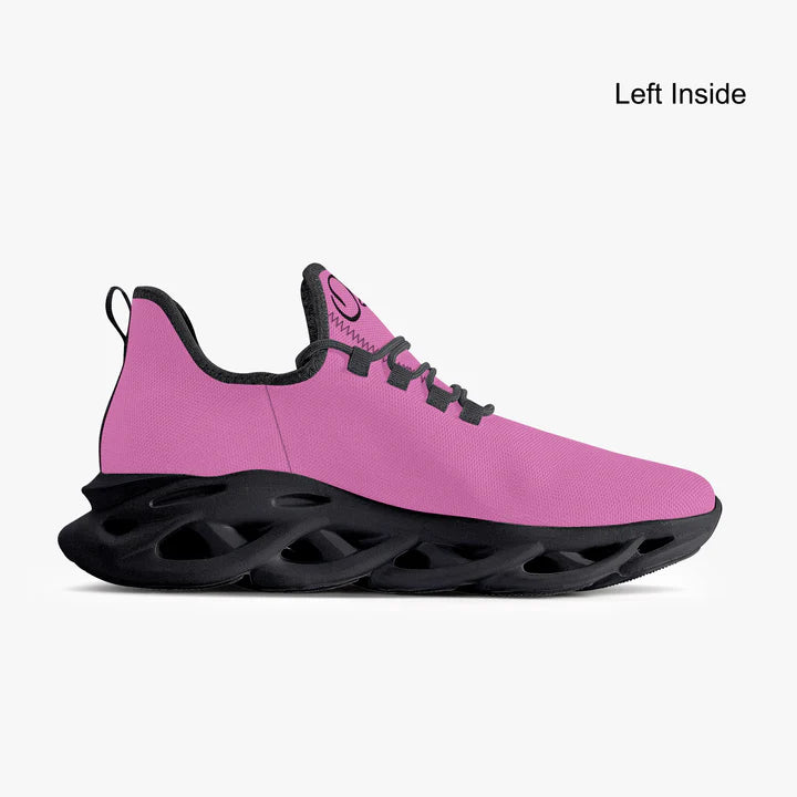 English Officially Sexy Solid Color Collection Pink And Black Bounce Mesh Knit Sneakers - Pink e778bc