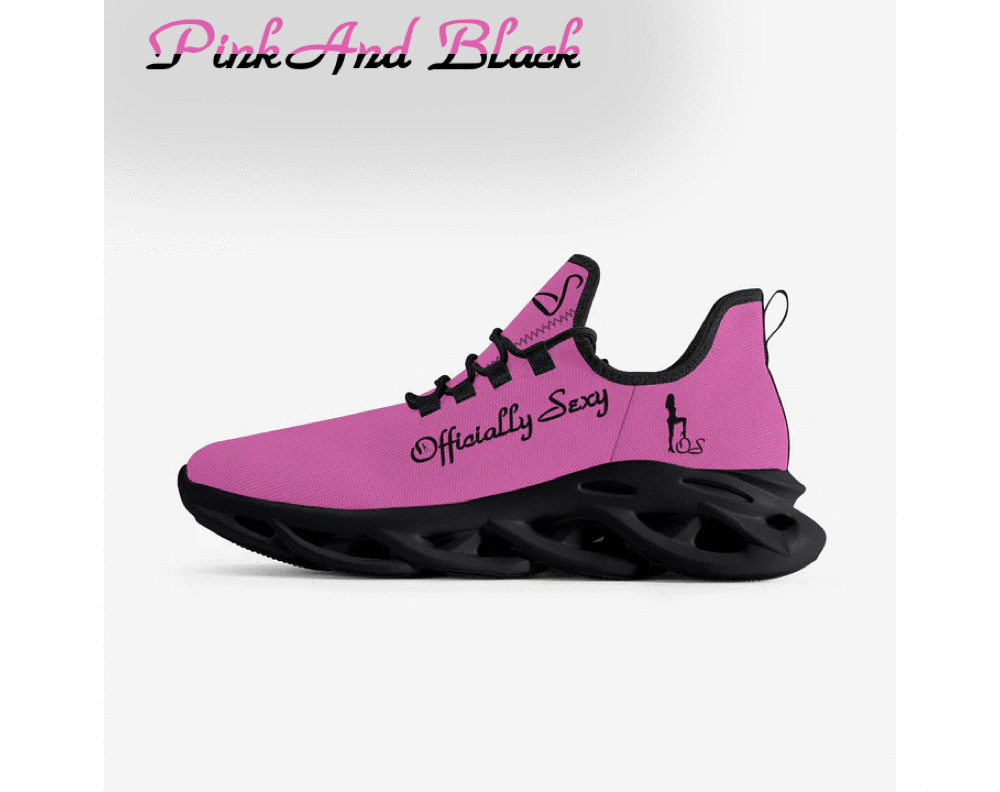English Officially Sexy Solid Color Collection Pink And Black Bounce Mesh Knit Sneakers - Pink e778bc
