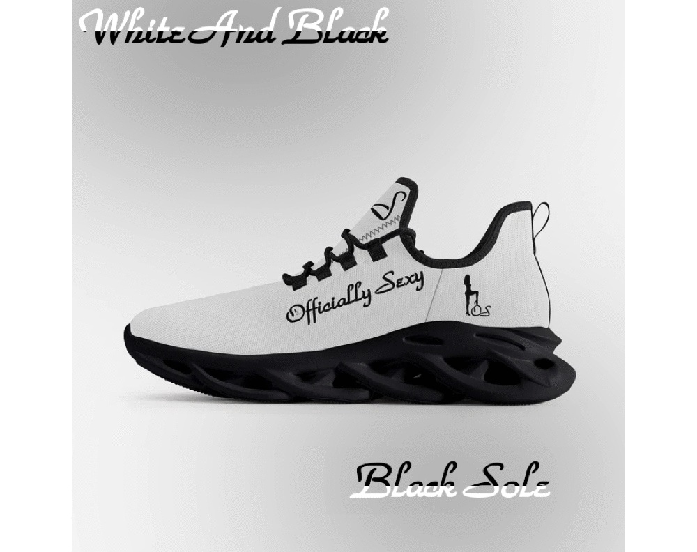 English Officially Sexy Solid Color Collection Bounce Mesh Knit Sneakers - White And Black