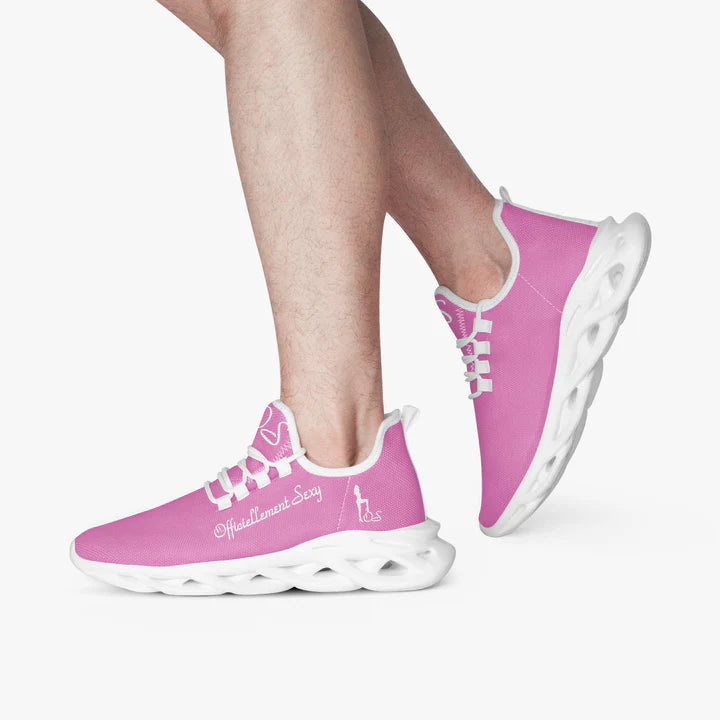 French Officiellement Sexy Solid Color Collection Bounce Mesh Knit Sneakers -Pink e778bc