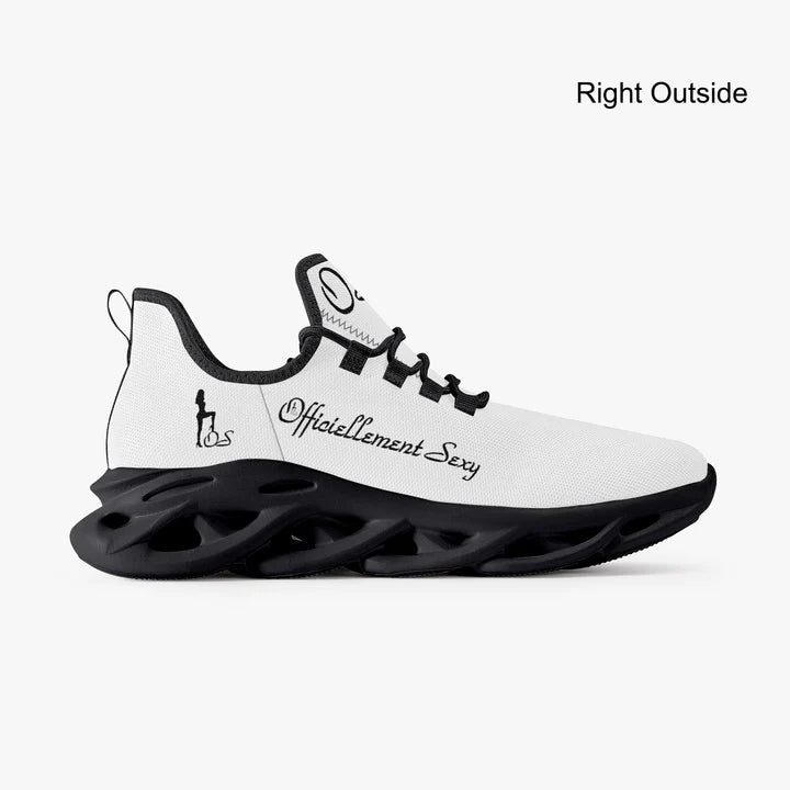 French Officiellement Sexy Solid Color Collection Bounce Mesh Knit Sneakers - White And Black