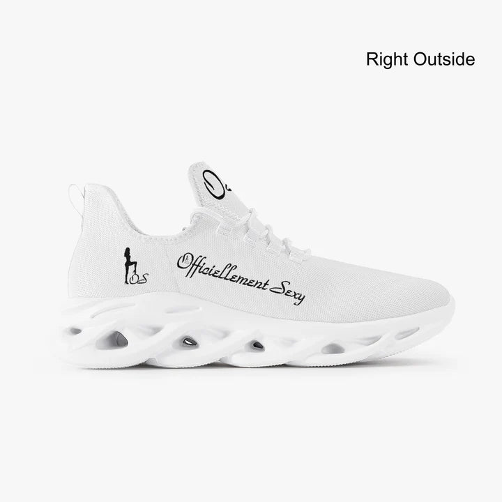 French Officiellement Sexy Solid Color Collection Bounce Mesh Knit Sneakers - White And Black
