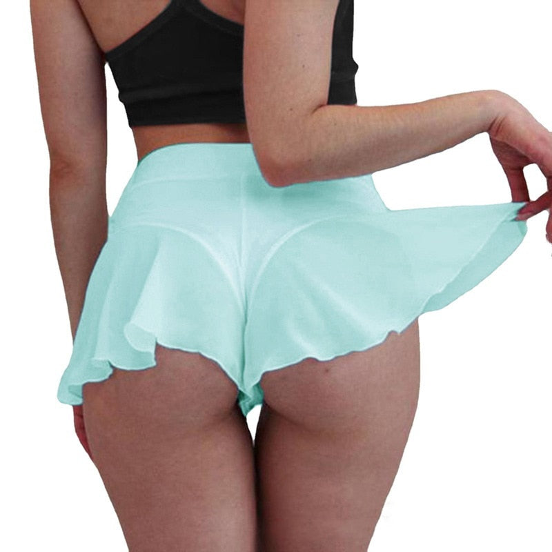 Sexy Solid Color Mini Fitness Veil Gym Skirt