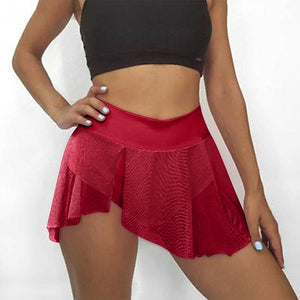 Sexy Solid Color Mini Fitness Veil Gym Skirt
