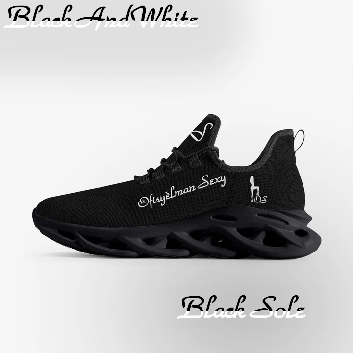 Haitian Ofisyèlman Sexy Solid Color Collection Bounce Mesh Knit Sneakers - Black And White