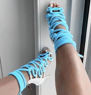 Women's Sexy Open Toe Cross Lace Up High Heel Sandals