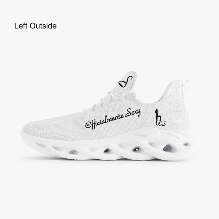 Italian Officialmente Sexy Solid Color Collection Bounce Mesh Knit Sneakers - White