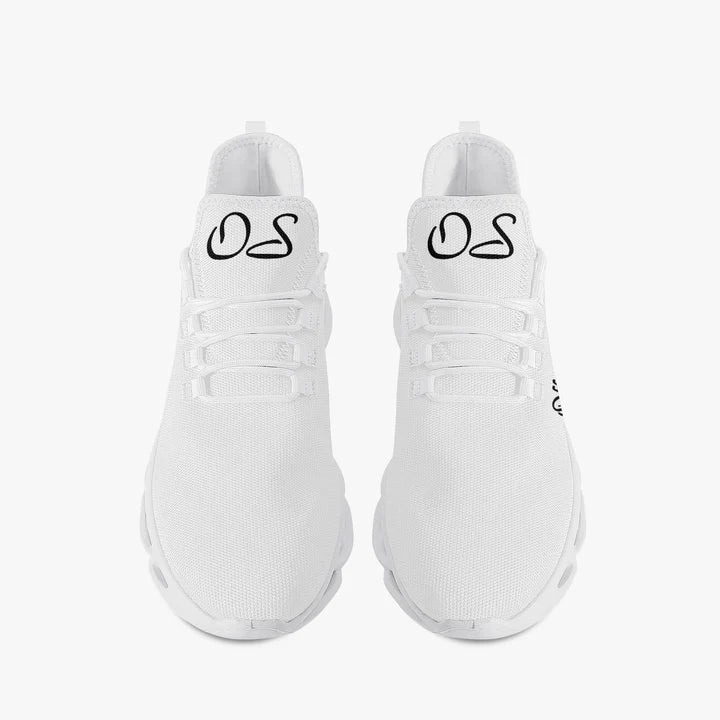 Italian Officialmente Sexy Solid Color Collection Bounce Mesh Knit Sneakers - White