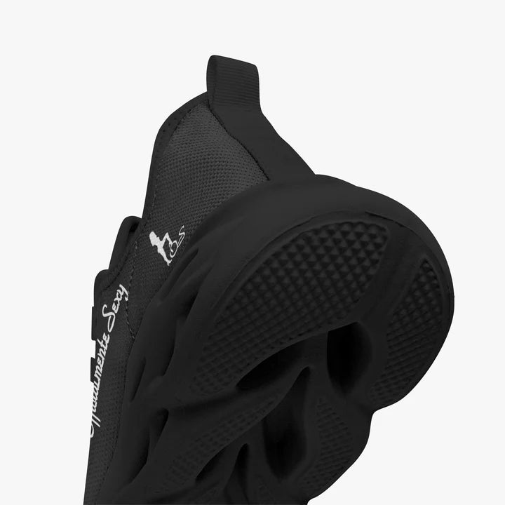 Italian Oficialmente Sexy Solid Color Collection Bounce Mesh Knit Sneakers - Black And White