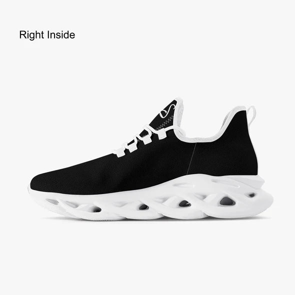 Italian Oficialmente Sexy Solid Color Collection Bounce Mesh Knit Sneakers - Black And White