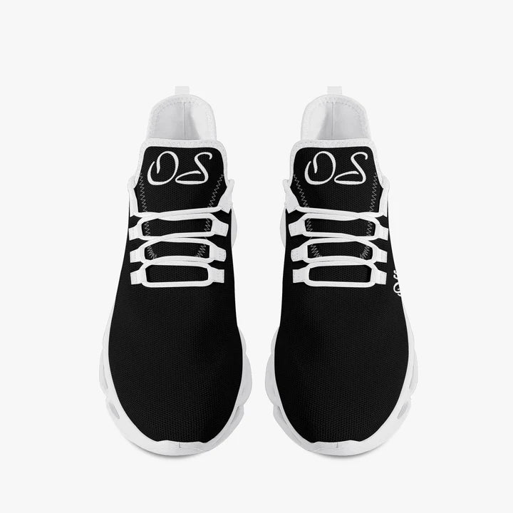 Italian Oficialmente Sexy Solid Color Collection Bounce Mesh Knit Sneakers - Black And White