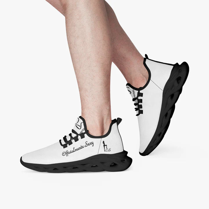 Italian Officialmente Sexy Solid Color Collection Bounce Mesh Knit Sneakers - White